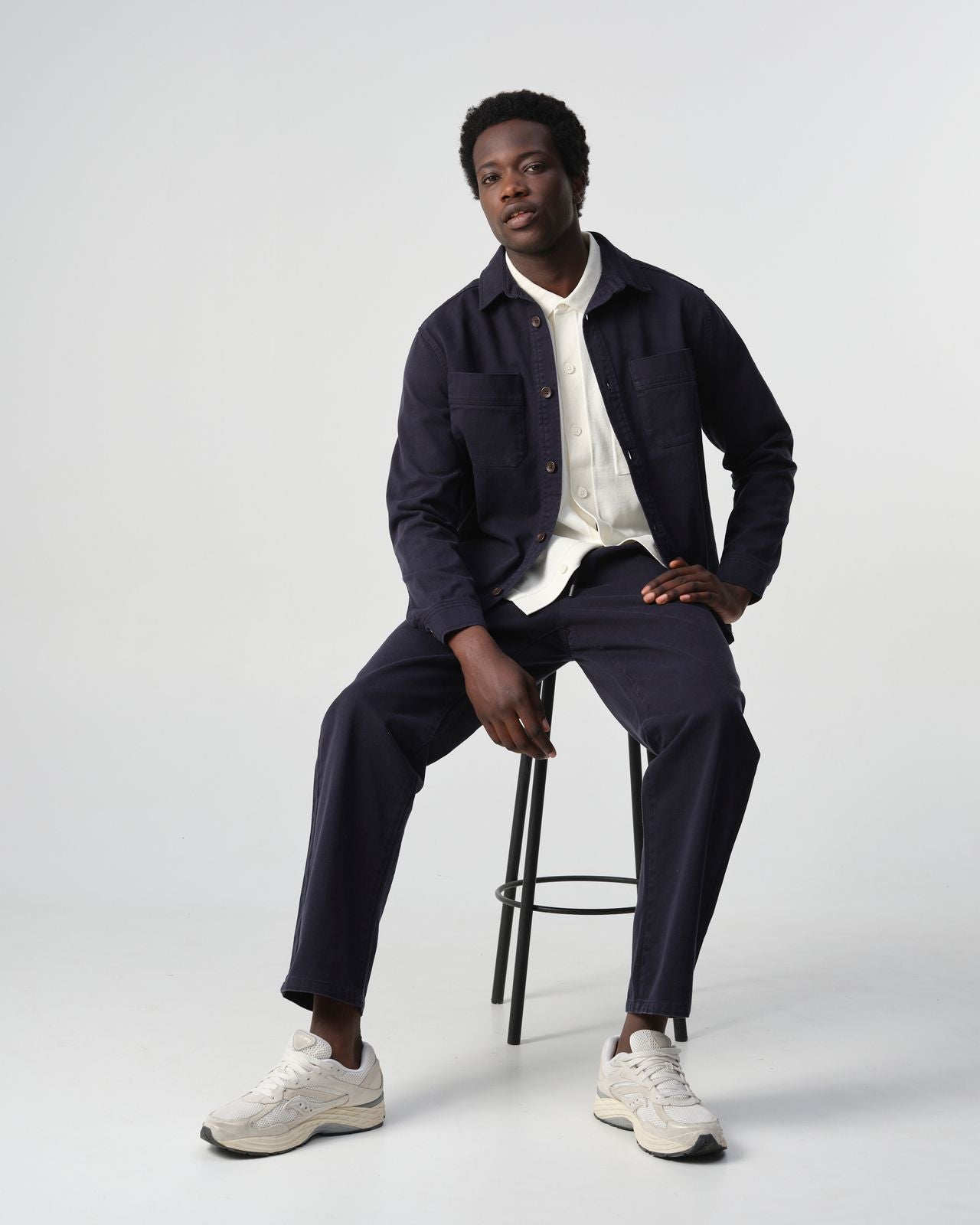 Heren Overshirt Donkerblauw | Katoen Jas met Knopen en Borstzakken