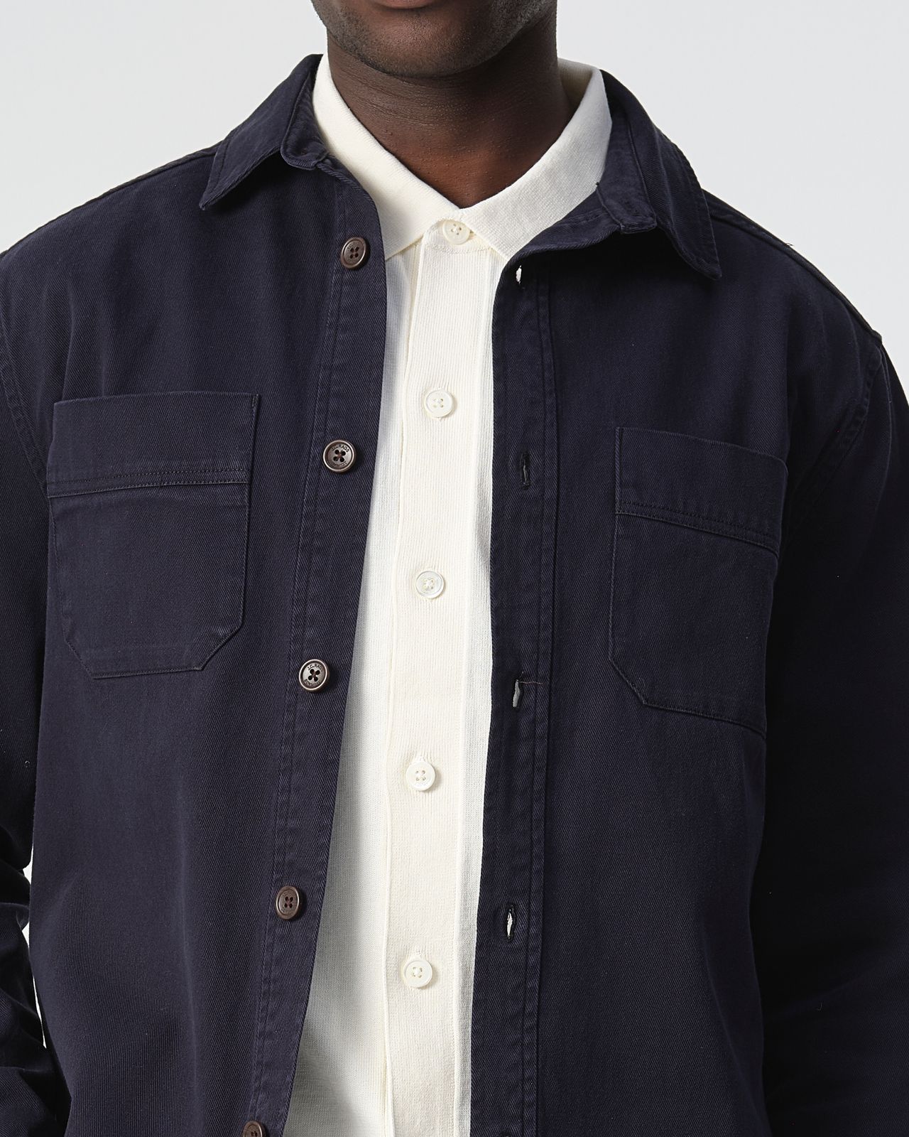 Heren Overshirt Donkerblauw | Katoen Jas met Knopen en Borstzakken