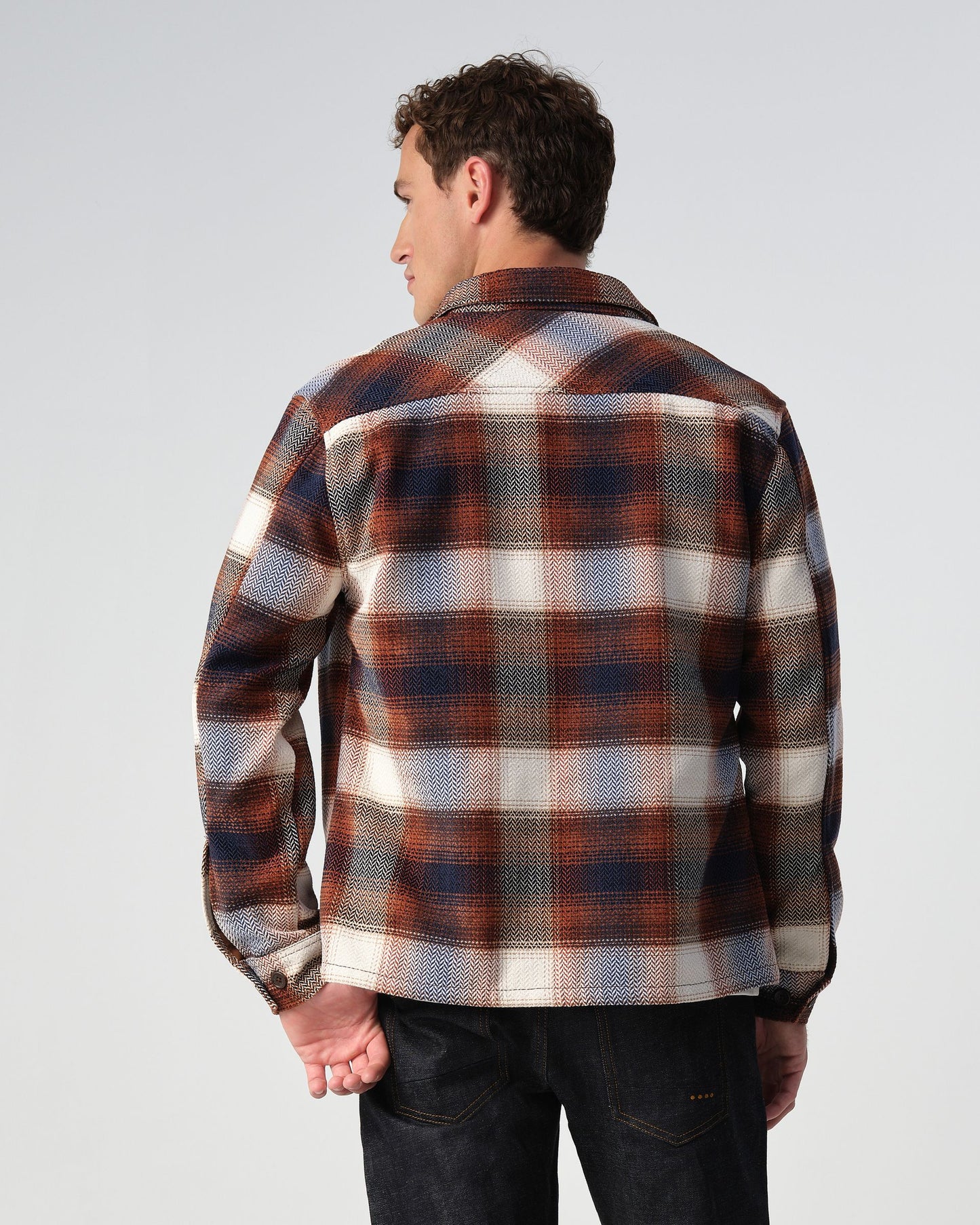 Heren Overshirt Geruit Bruin Blauw | Warm Overshirt met Borstzakken