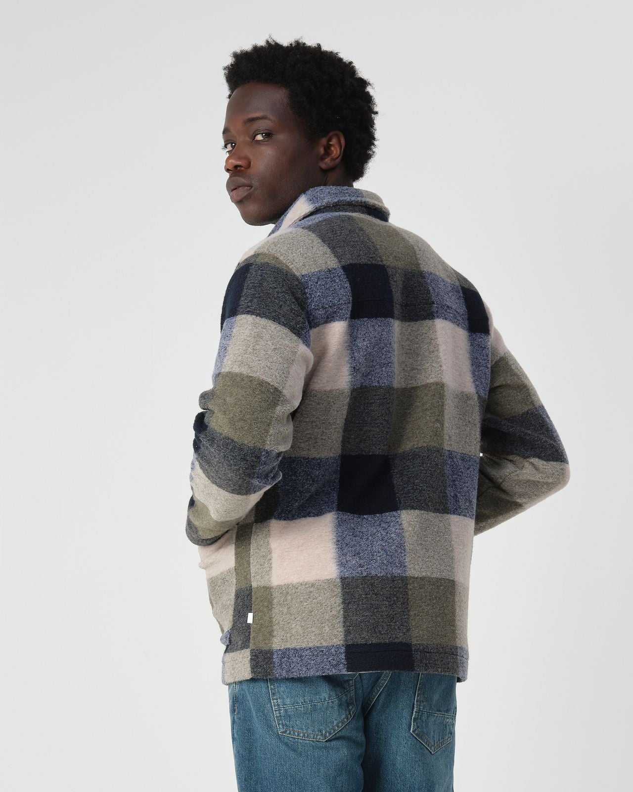 Heren Jas Geruit Blauw Groen | Warme Ruitjas met Rits | Winterjack