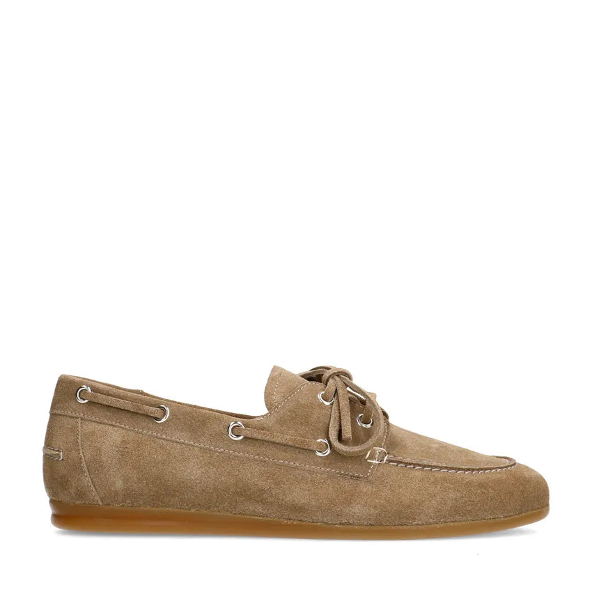 Dames Bootschoenen | Beige Suède | Klassieke Instappers met Veters