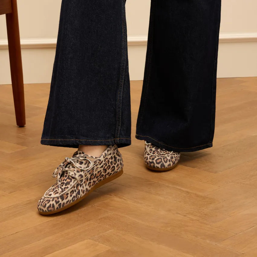 Dames Bootschoenen Suède | Luipaardprint | Instappers met Veters
