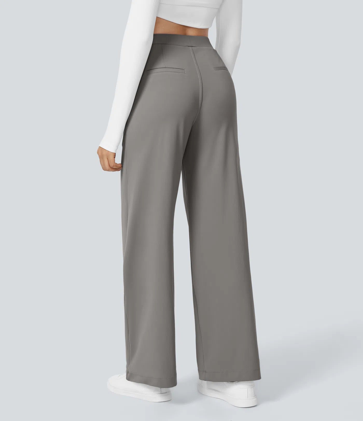 Vrouwen Wijde Pantalon Grijs | Hoge Taille | Rechte Pijpen | Elegant & Comfortabel