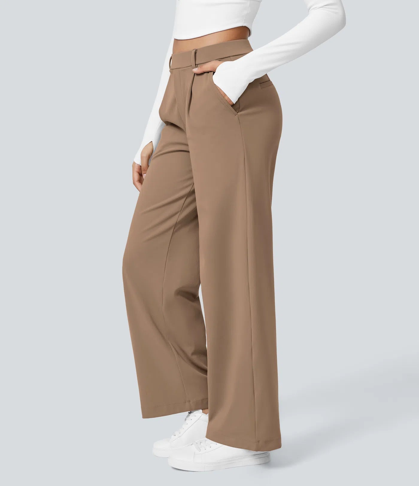 Vrouwen Wijde Pantalon Beige | Hoge Taille | Rechte Pijpen | Chic & Comfortabel