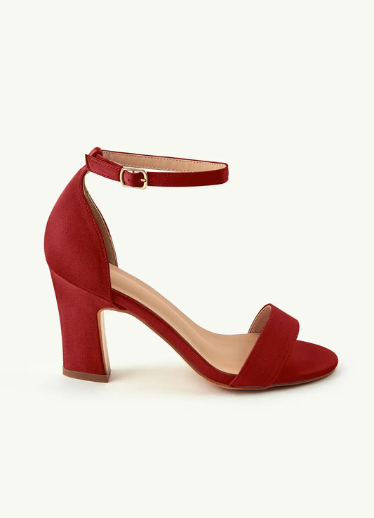 Dames Sandaal Bordeauxrood | Blokhak | Enkelbandje | Suède