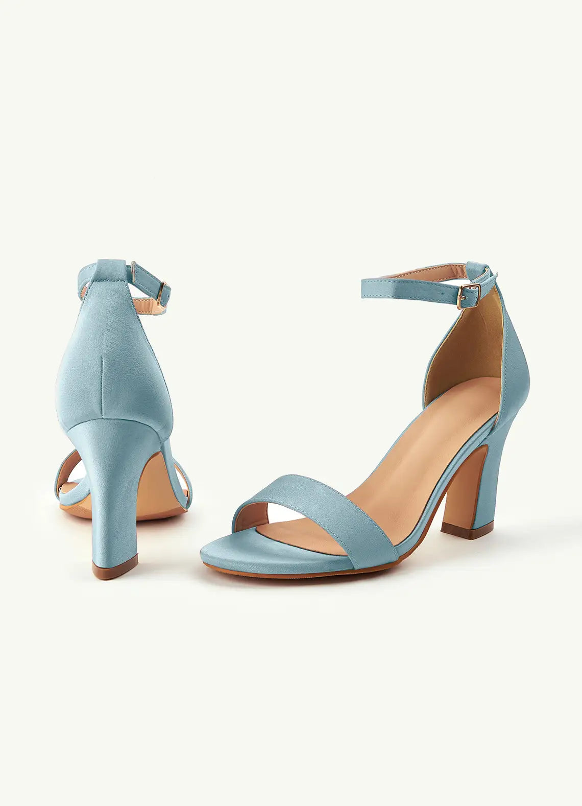 Dames Sandaal Poederblauw | Blokhak | Enkelbandje | Suède