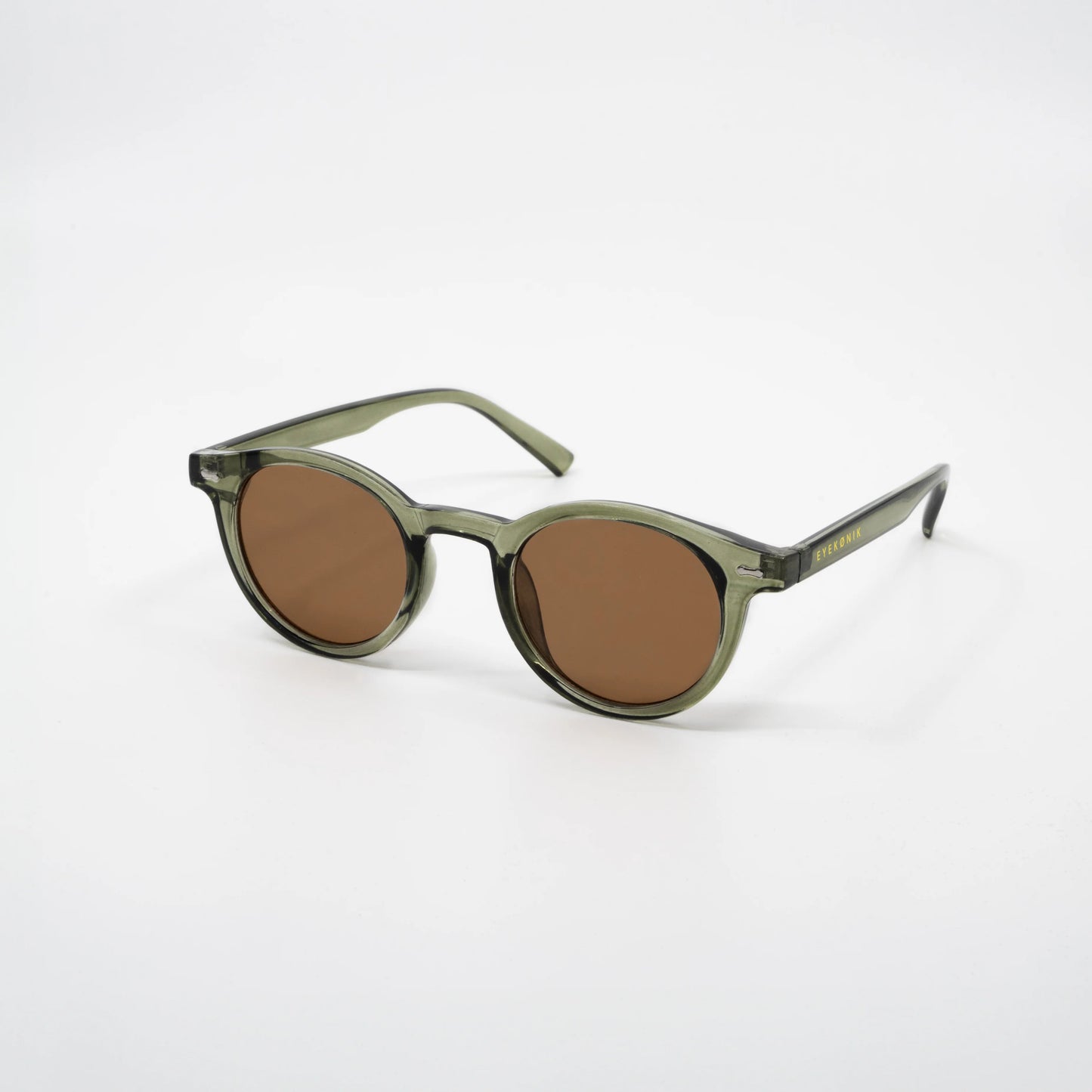 Olive | Zonnebril met bruine glazen | Transparant groen montuur