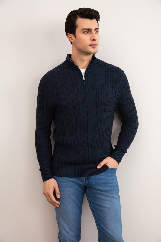 Blue cable knit sweater