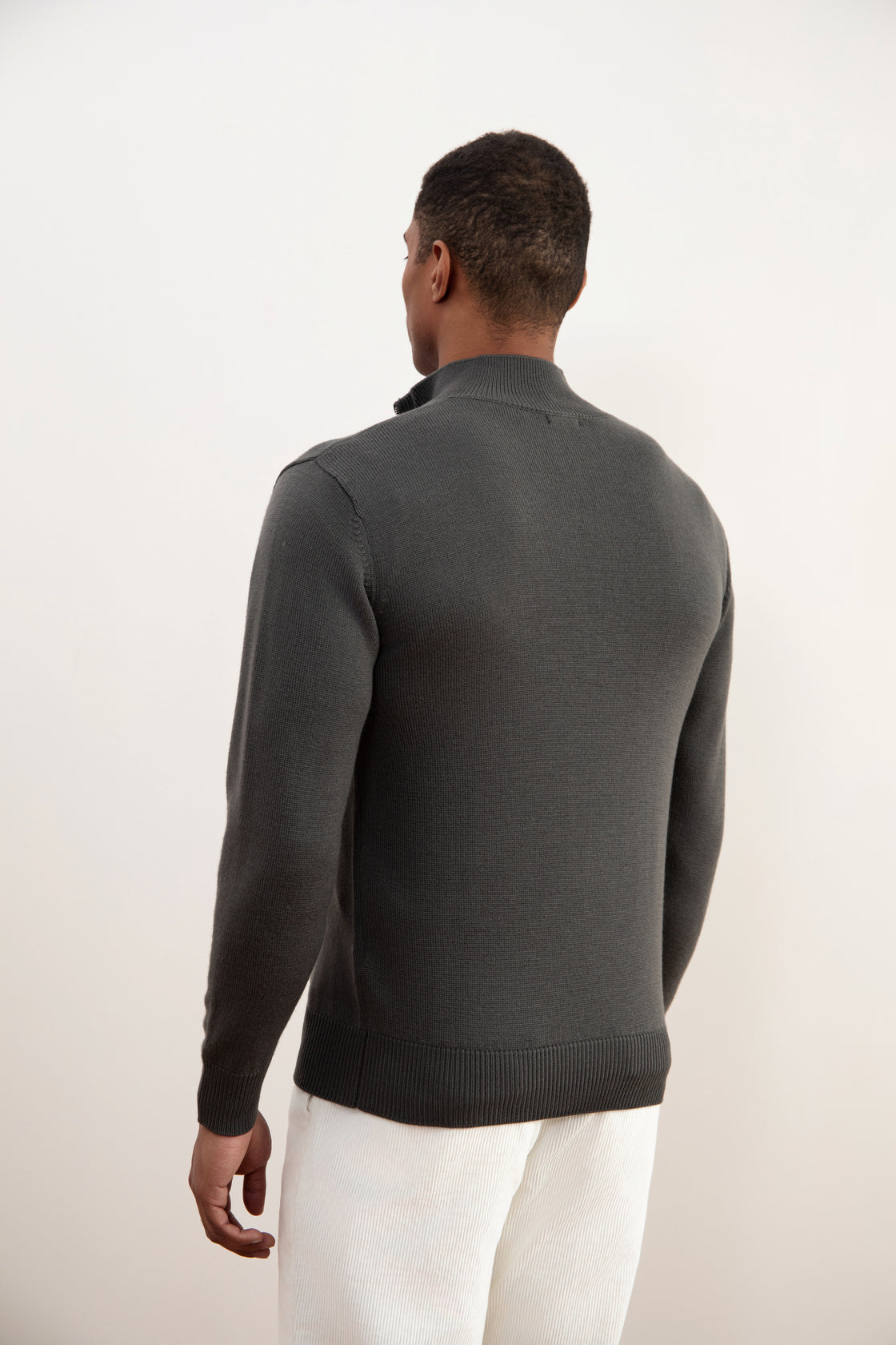 Charcoal Grey Merino Wool Half-Zip Sweater