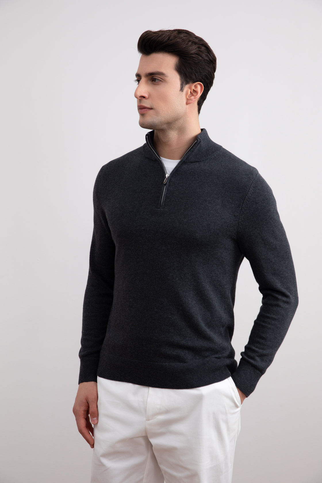 Charcoal Sweater with Half Zip