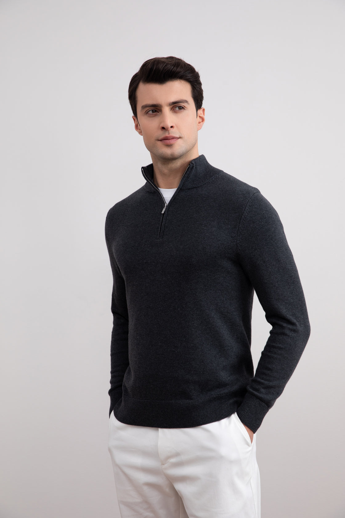 Charcoal Sweater with Half Zip