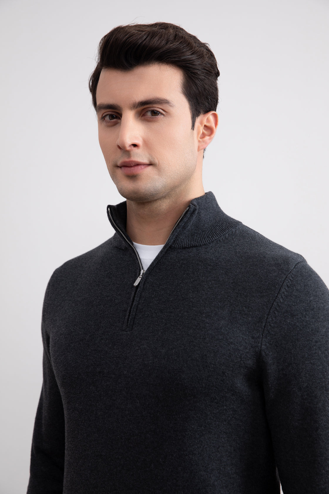 Charcoal Sweater with Half Zip