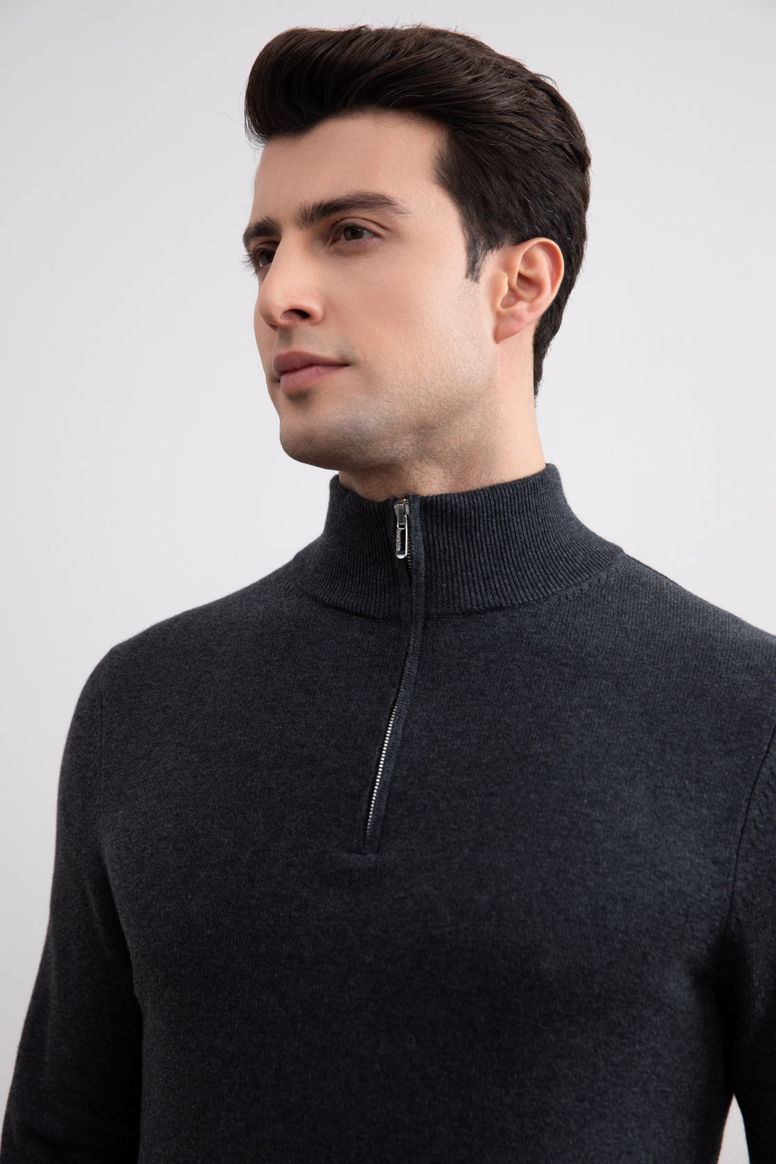 Charcoal Sweater with Half Zip
