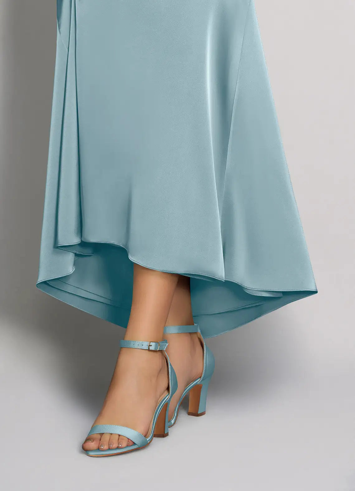 Dames Sandaal Poederblauw | Blokhak | Enkelbandje | Suède