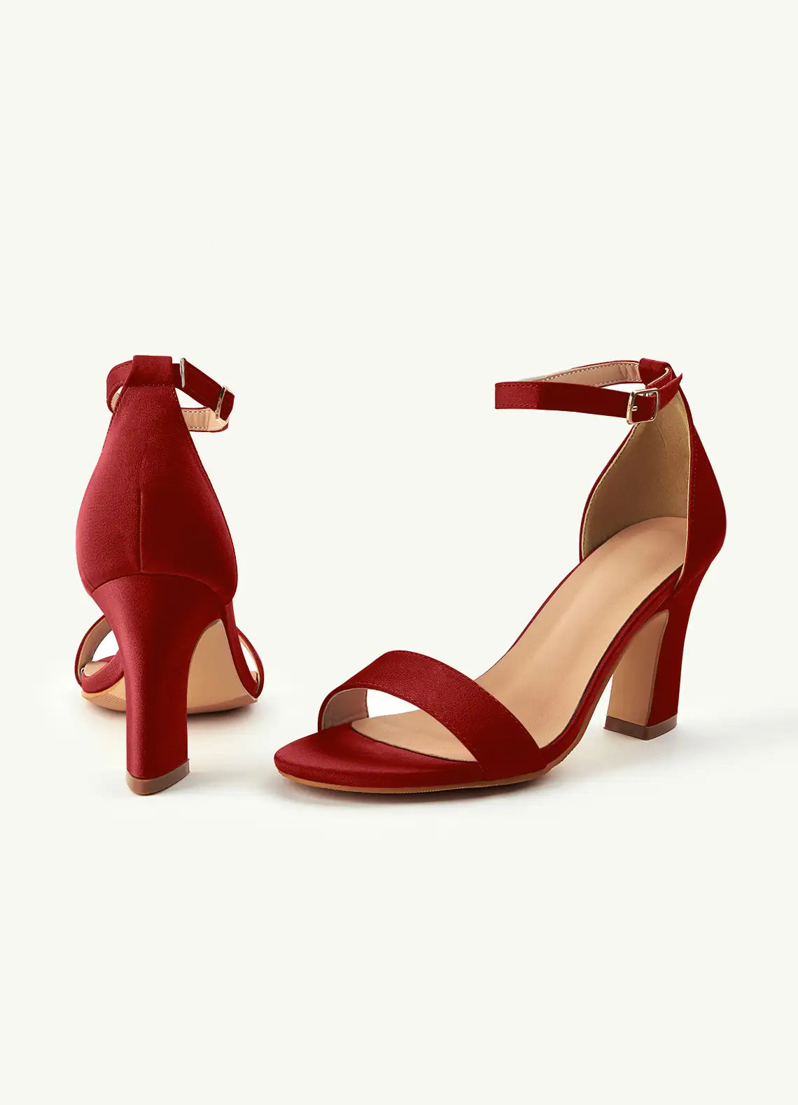 Dames Sandaal Bordeauxrood | Blokhak | Enkelbandje | Suède