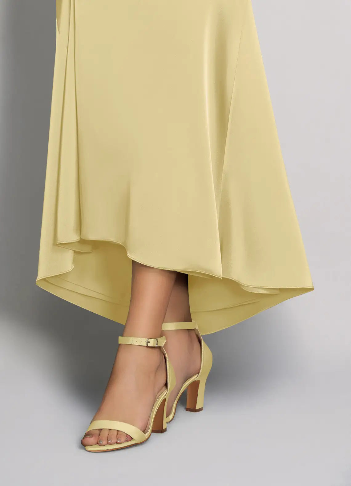 Women's Sandal, Pastel Yellow | Block Heel | Ankle Strap | Suede