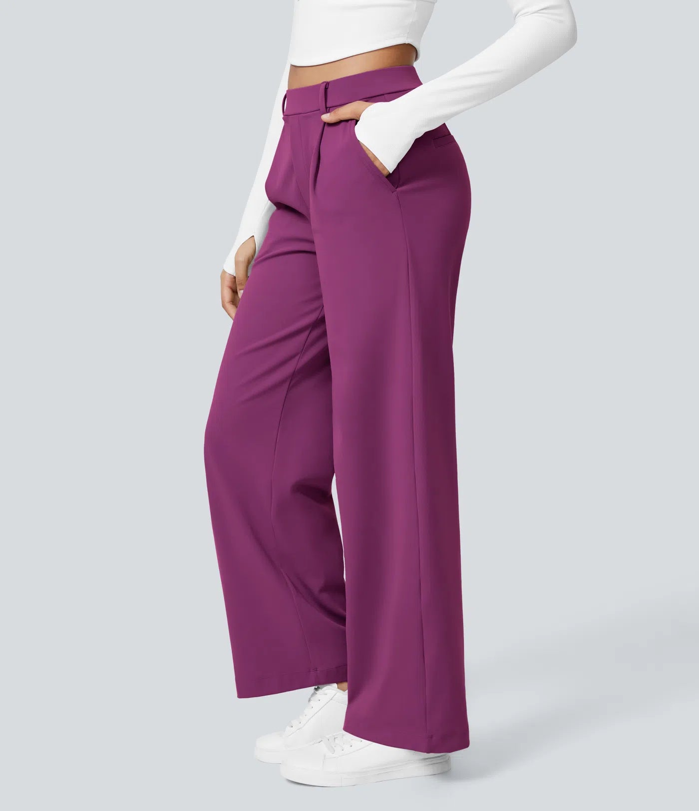 Vrouwen Wijde Pantalon Paars | Hoge Taille | Rechte Pijpen | Chic & Comfortabel