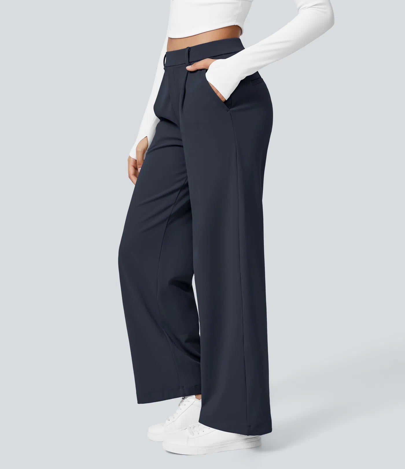 Dames Wide Leg Pantalon | Donkerblauw | Hoge Taille & Comfortabele Pasvorm