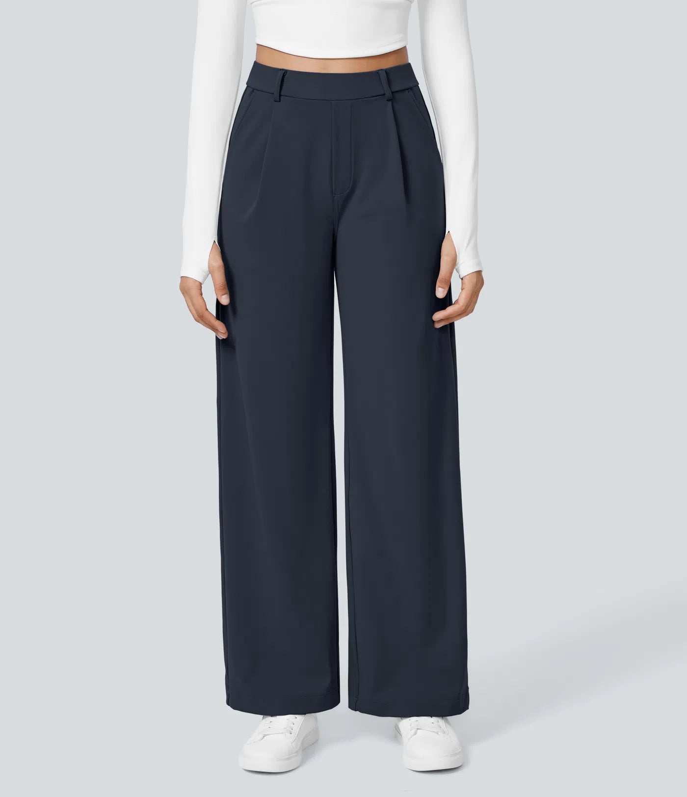 Dames Wide Leg Pantalon | Donkerblauw | Hoge Taille & Comfortabele Pasvorm