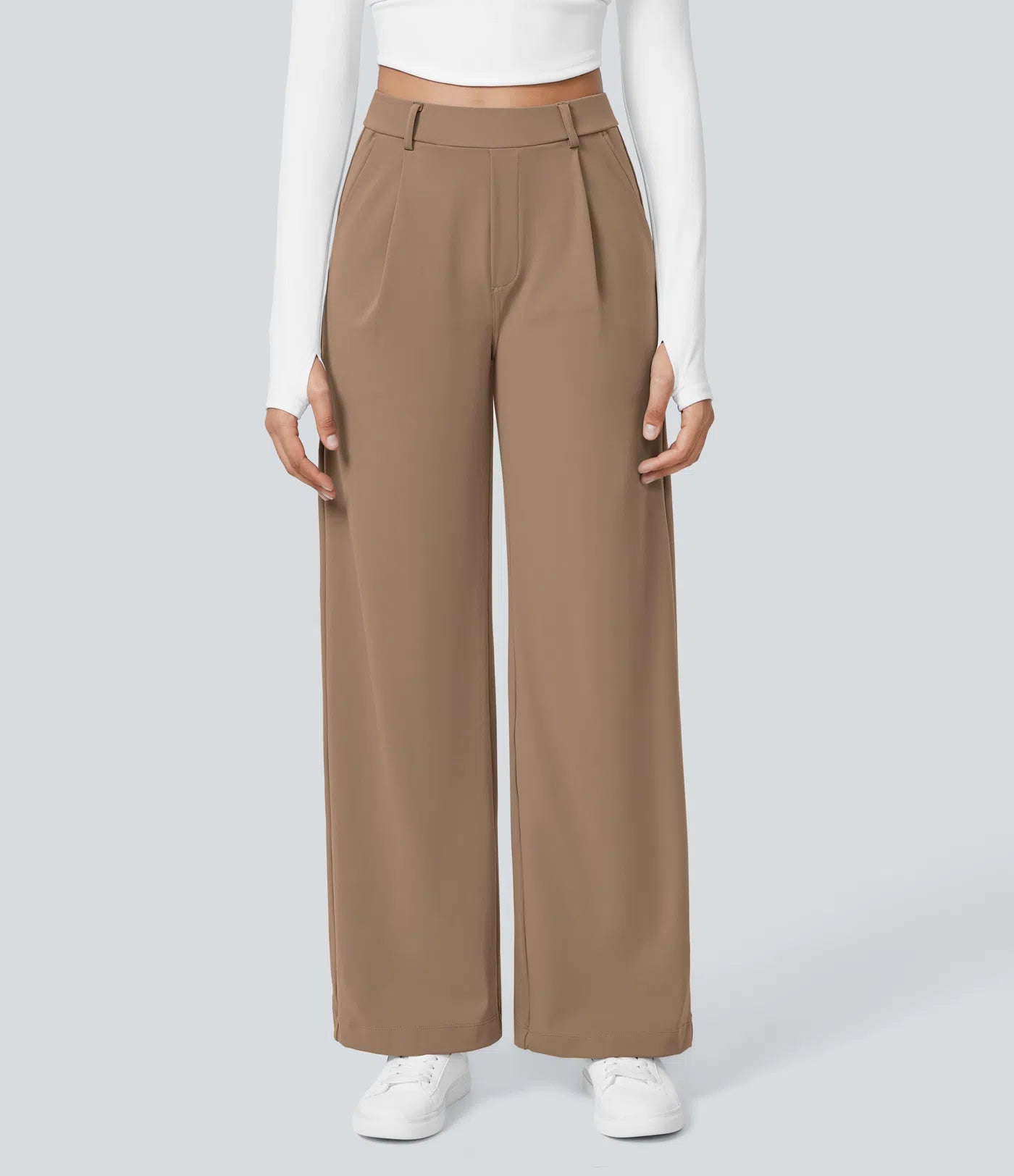 Vrouwen Wijde Pantalon Beige | Hoge Taille | Rechte Pijpen | Chic & Comfortabel