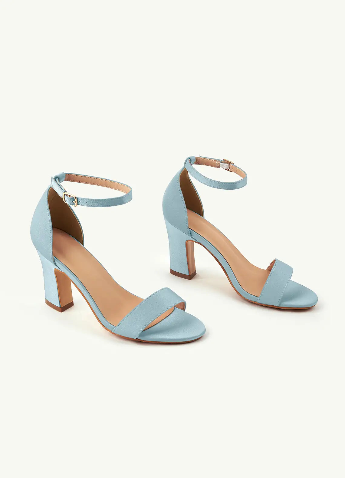 Dames Sandaal Poederblauw | Blokhak | Enkelbandje | Suède