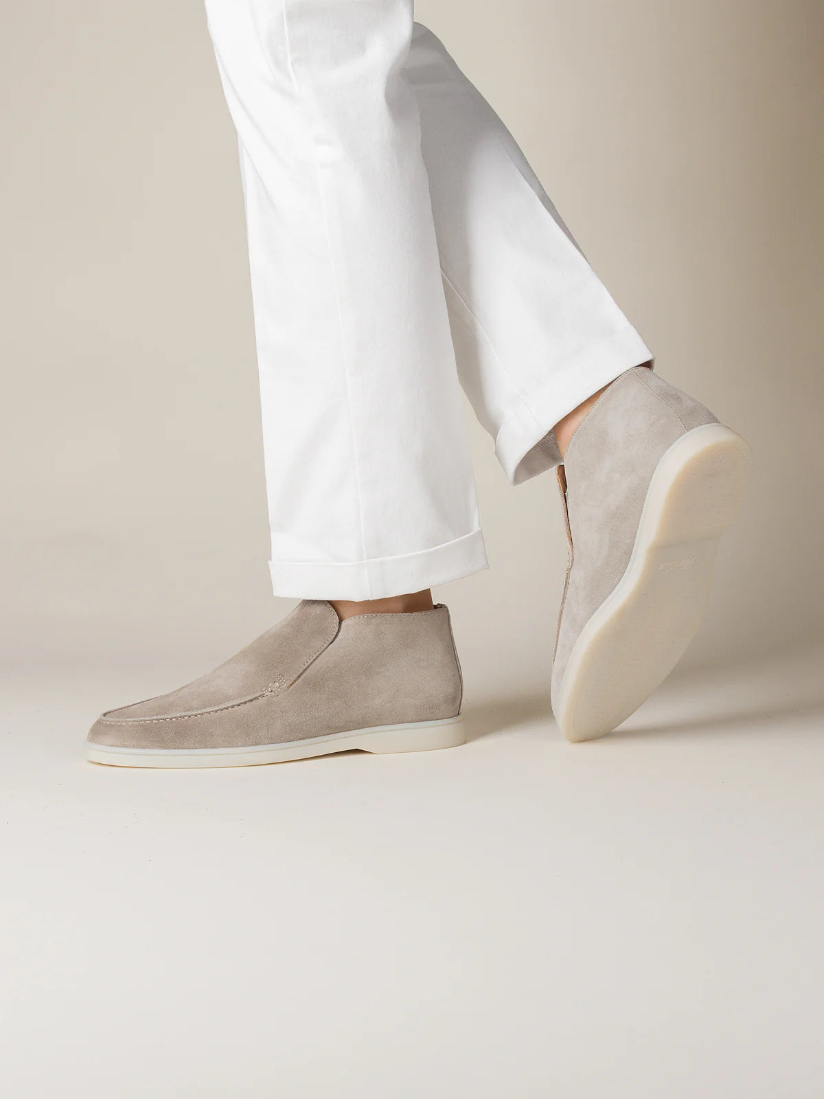 City Loafers Heren Suède Lichtgrijs | Luxe Italiaanse Instappers