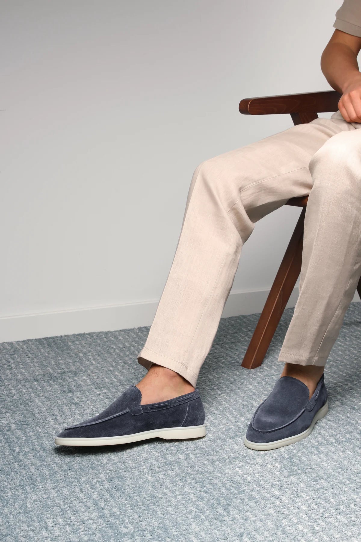 Yacht Loafers Heren | Midblauw Suède | Luxe Italiaanse Instappers Zomer