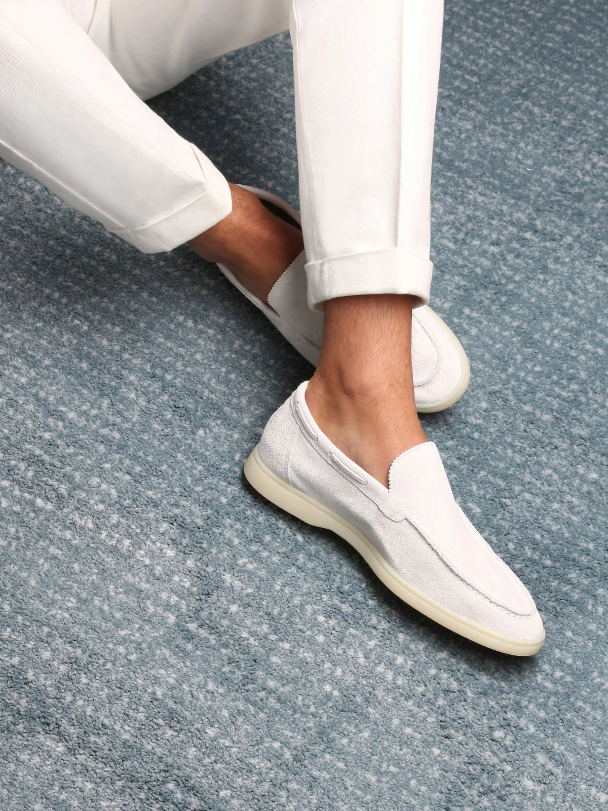 Witte Suède Loafers Heren | Yacht White | Instappers Zomerschoenen