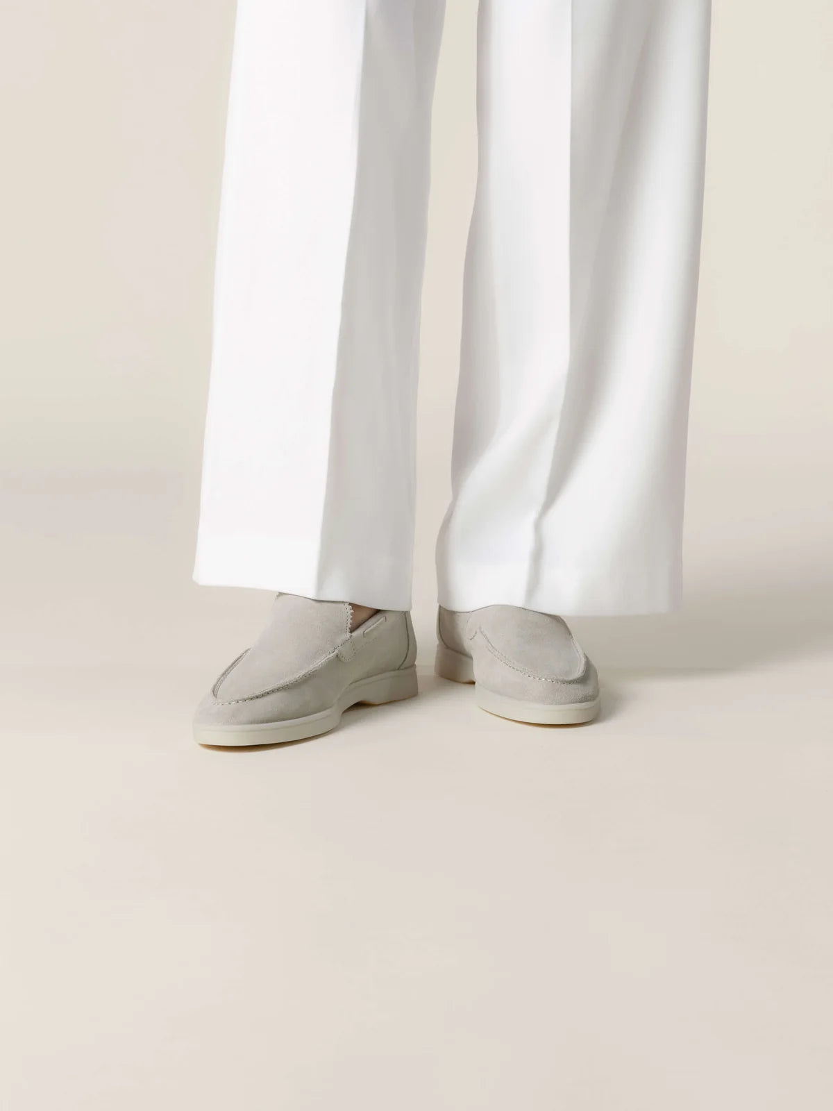 Dames Loafers | Suède Grijs | Luxe Slip-On Schoenen