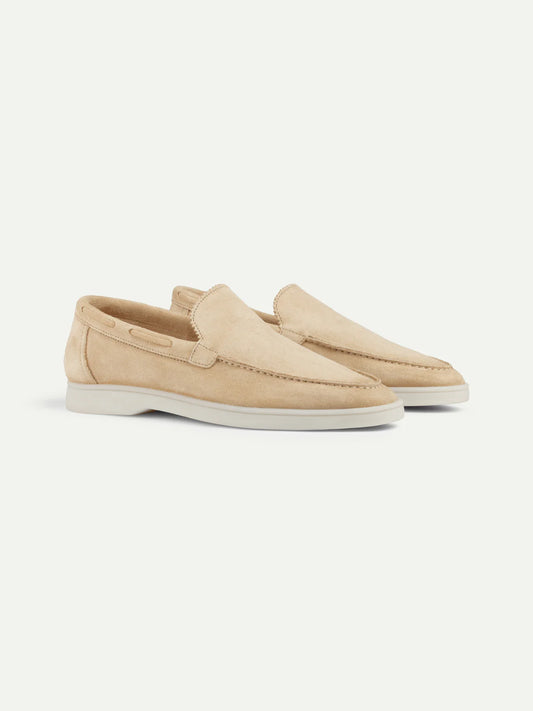 Dames Loafers | Lichtbeige | Suède | Comfortabele Instappers