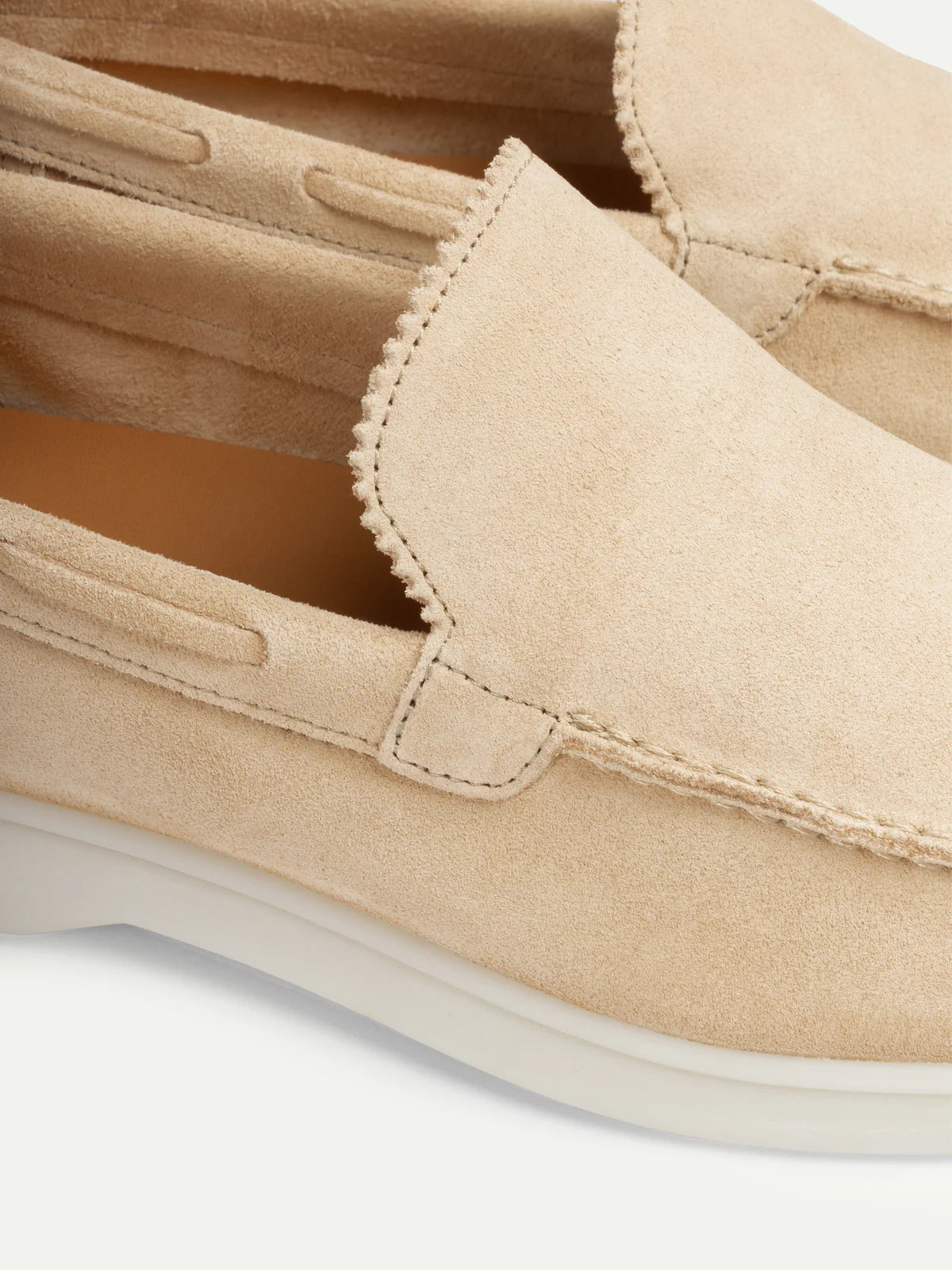 Dames Loafers | Lichtbeige | Suède | Comfortabele Instappers