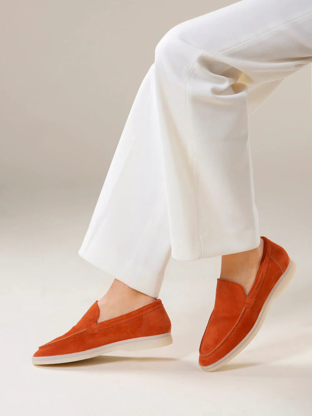 Dames Loafers | Oranje | Suède | Comfortabele Instappers