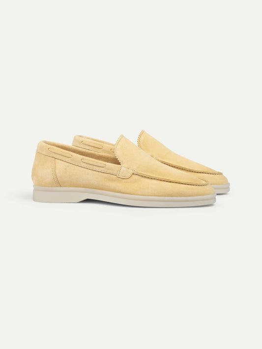 Dames Loafers | Lichtgeel | Suède | Comfortabele Instappers