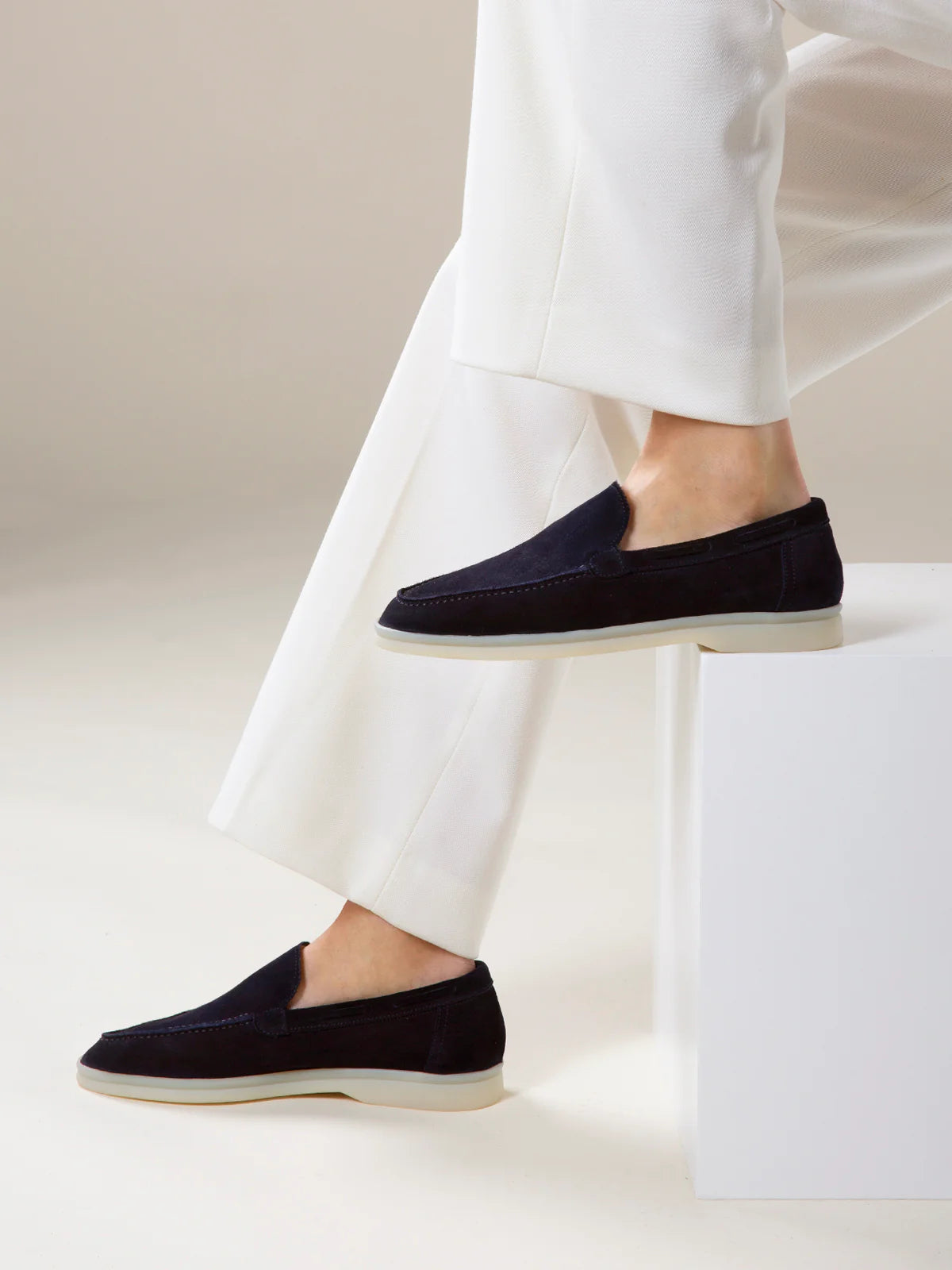 Dames Loafers | Navy | Suède | Comfortabele Instappers