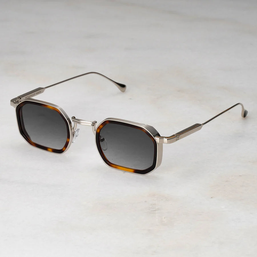 Lex Havana Steel | Zonnebril zilver met bruin | Geometrisch design | Premium uitstraling