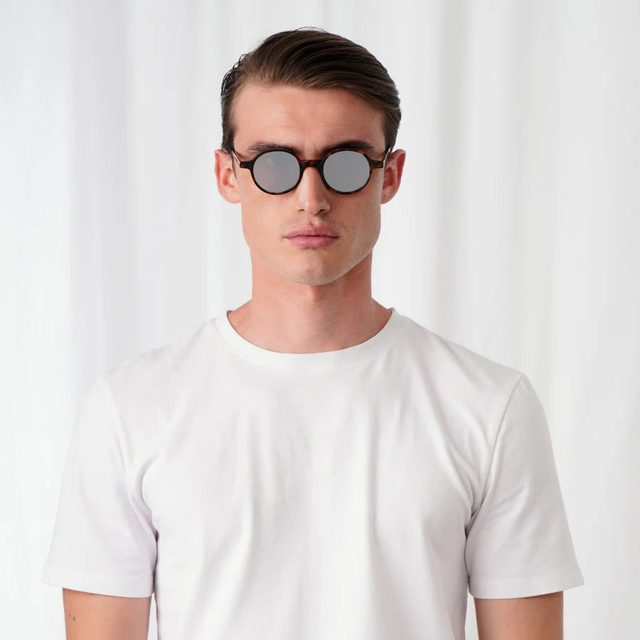 Modena | Ronde tortoise zonnebril met grijze glazen