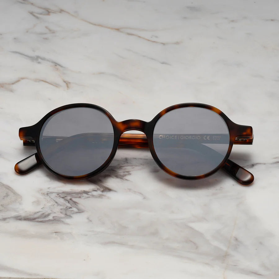 Modena | Ronde tortoise zonnebril met grijze glazen
