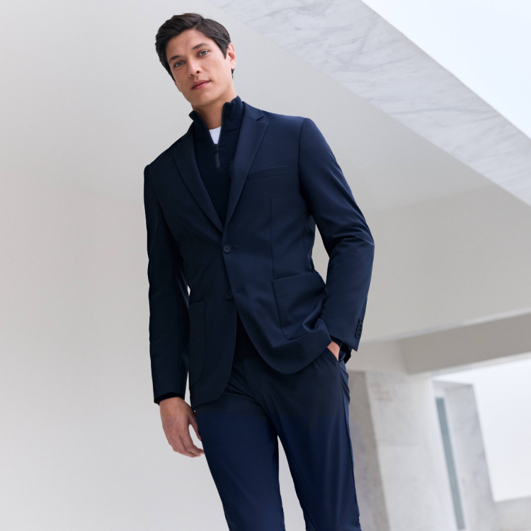Heren Blazer | Katoen | Donkerblauw
