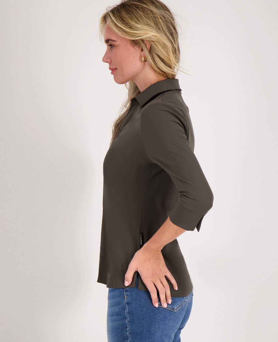 Dames Travel Top | V-Hals met Kraag | Zwart | Comfortabel