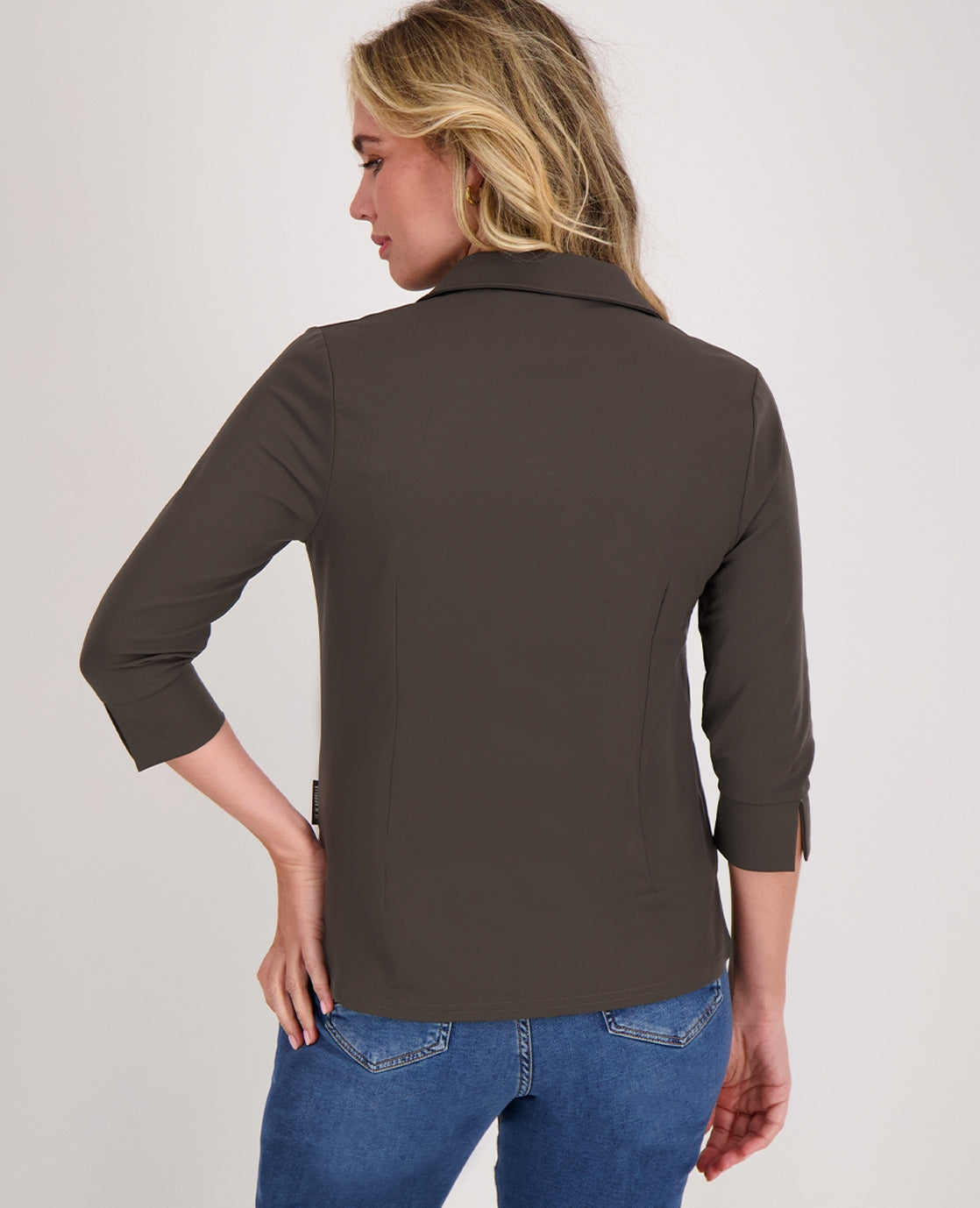 Dames Travel Top | V-Hals met Kraag | Zwart | Comfortabel