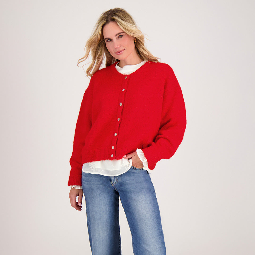 Wollen vest | Knopen | Rood