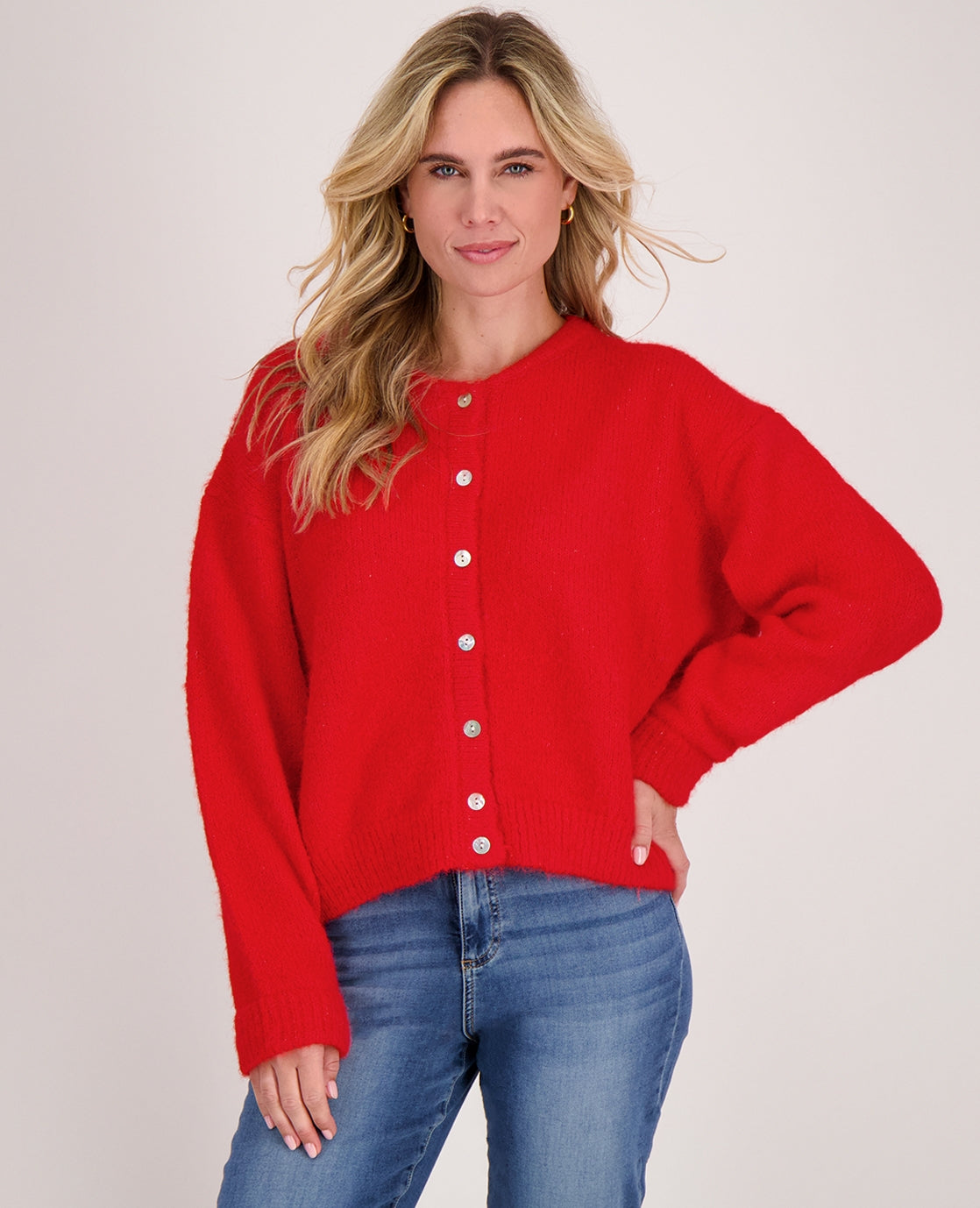 Wollen vest | Knopen | Rood