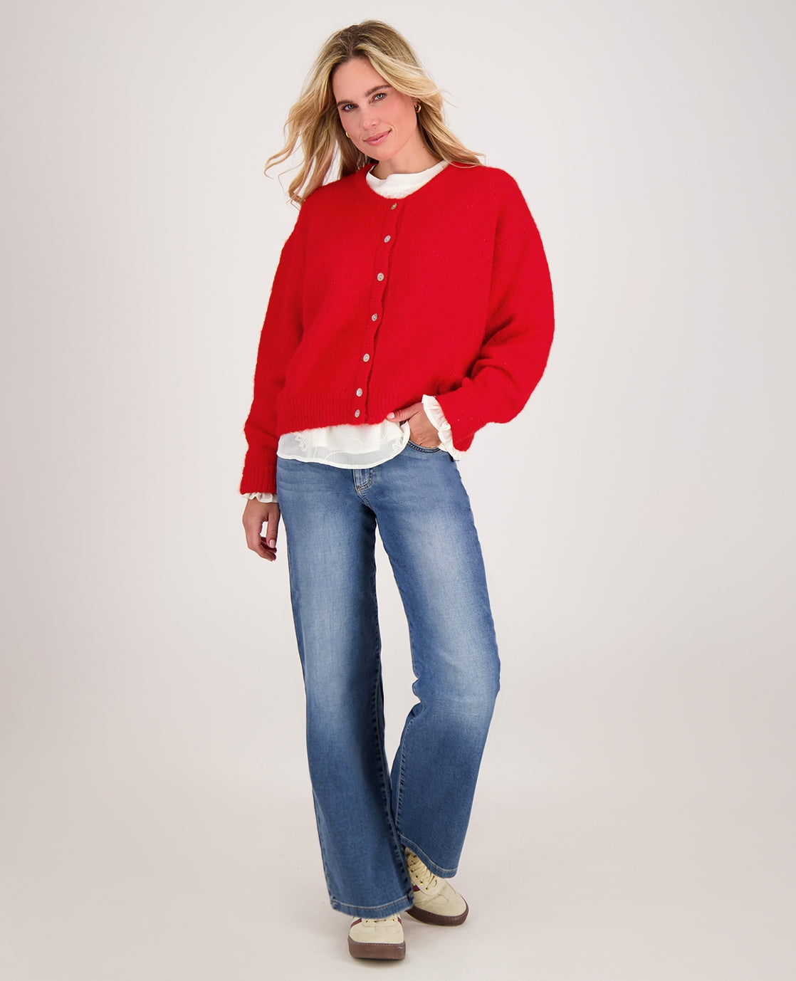 Wollen vest | Knopen | Rood