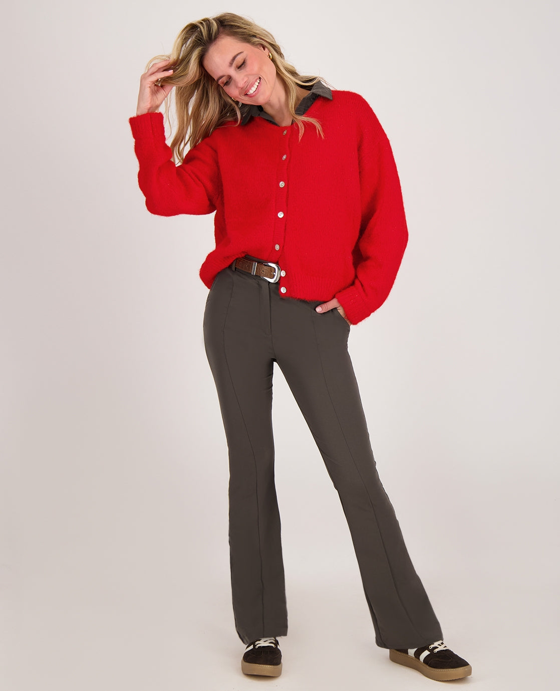 Wollen vest | Knopen | Rood