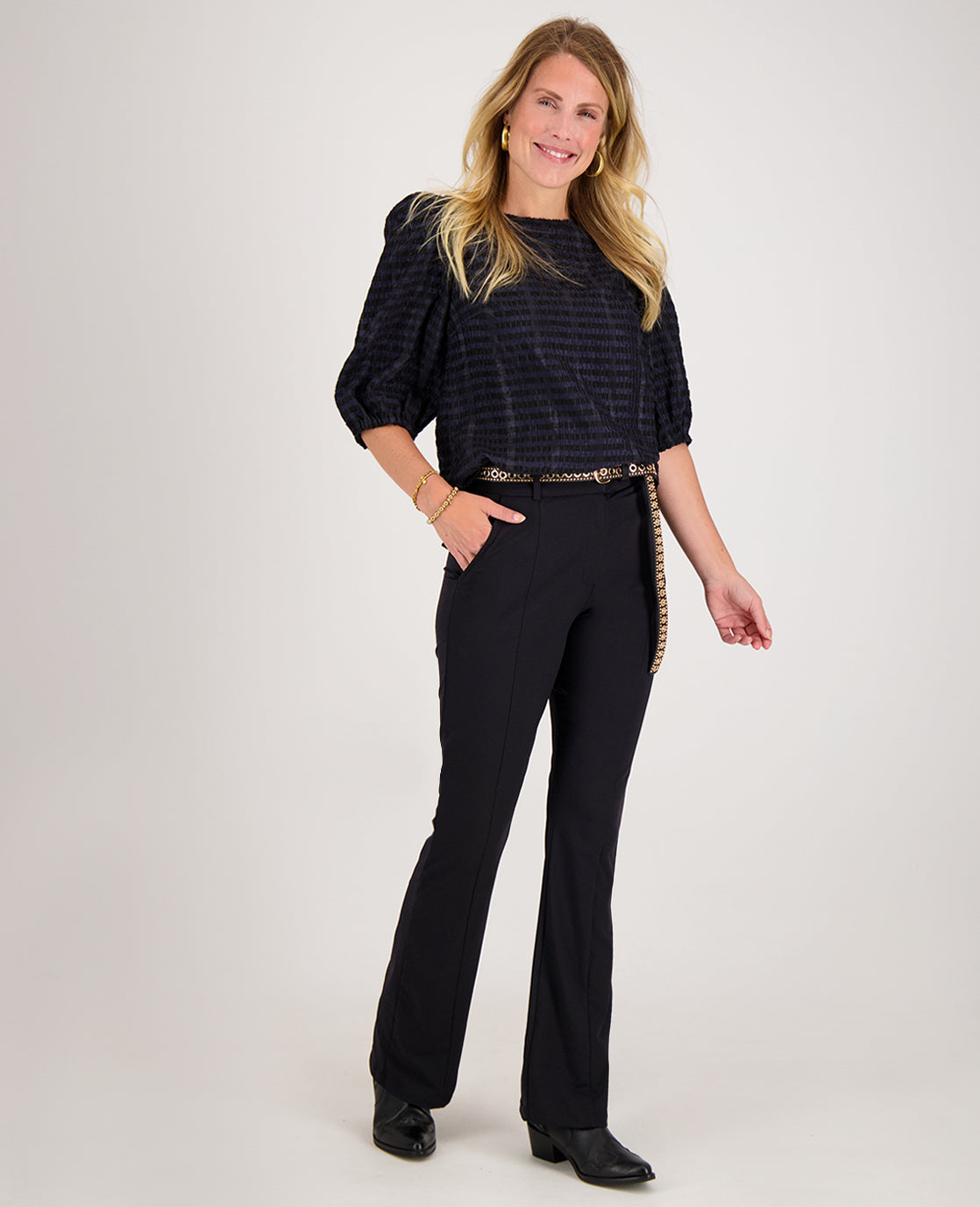 Dames Travel Broek | Flared Pasvorm | Zwart | Comfortabel