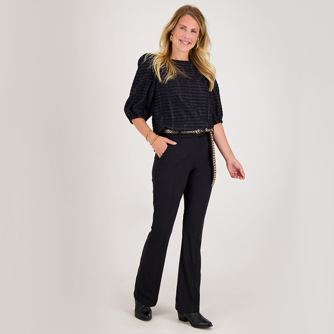 Dames Travel Broek | Flared Pasvorm | Zwart | Comfortabel