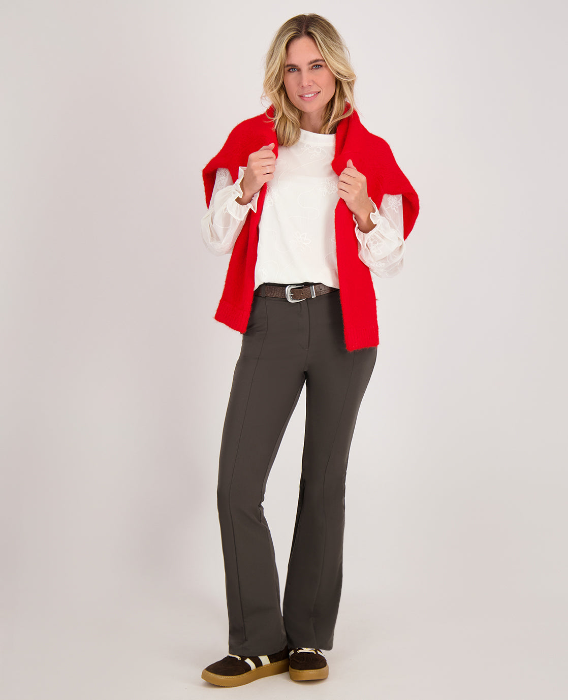 Dames Pant | Flare | Donker Taupe