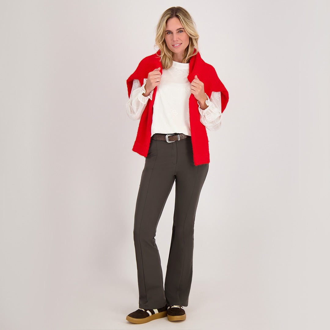 Dames Pant | Flare | Donker Taupe