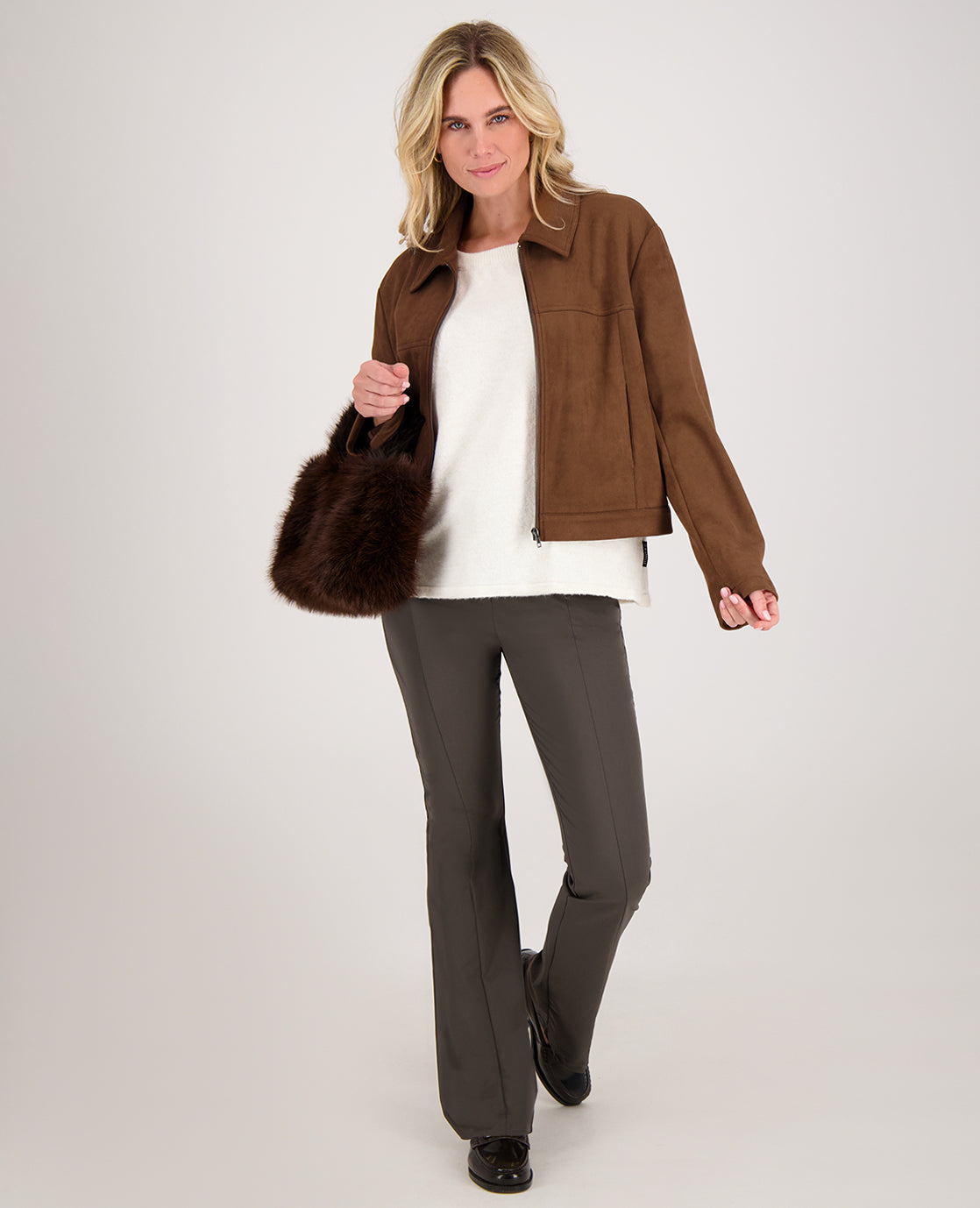 Dames Pant | Flare | Donker Taupe