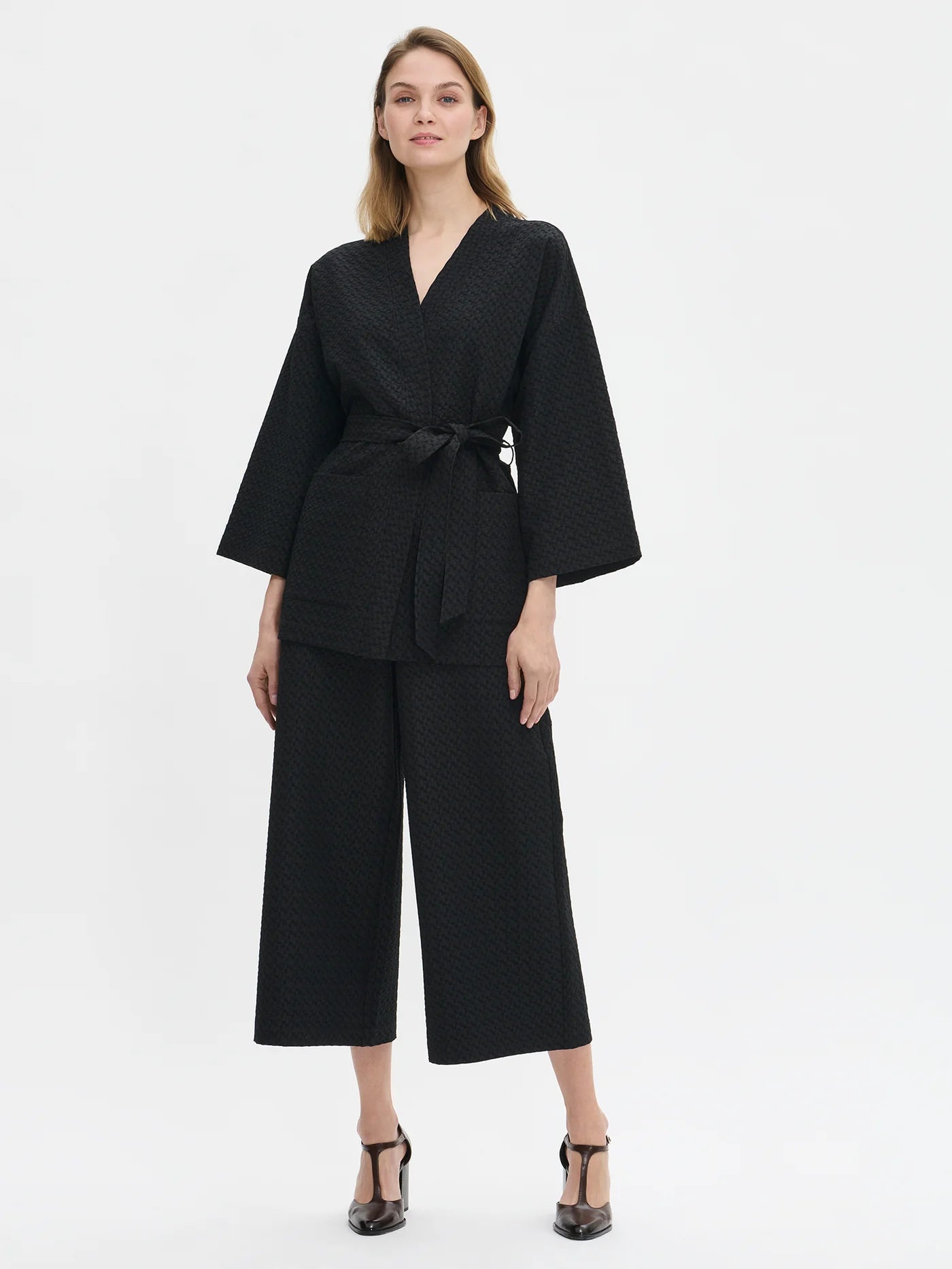Dames Kimono Blazer Zwart | Ceintuur | Wijde Mouwen | Stijlvol